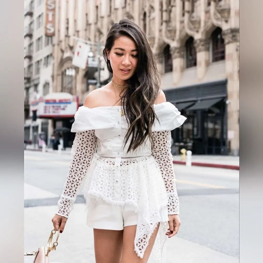 Self-Portrait Brodier White Eyelet Blouse